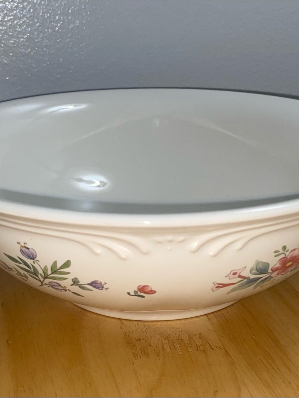 Pfaltzgraff White Ceramic floral serving Bowl with Logo